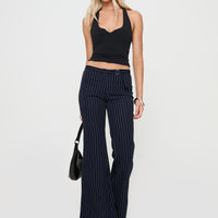 No One Low Waist Pinstripe Pants Navy