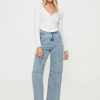 Frenta Moto High Waisted Jeans Angel Blue