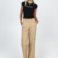 Luna Mid Rise Cargo Pants Beige Tall