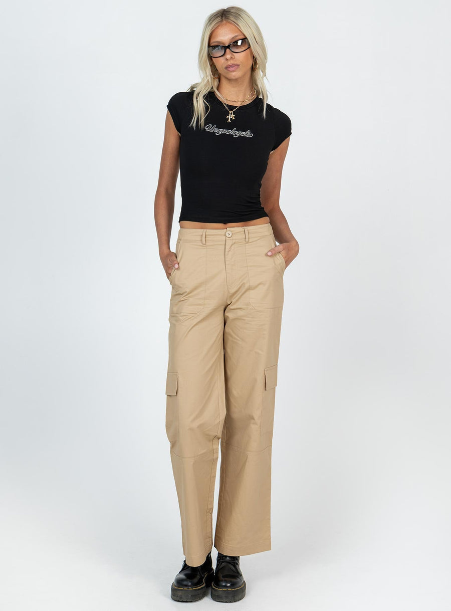 Luna Mid Rise Cargo Pants Beige Tall