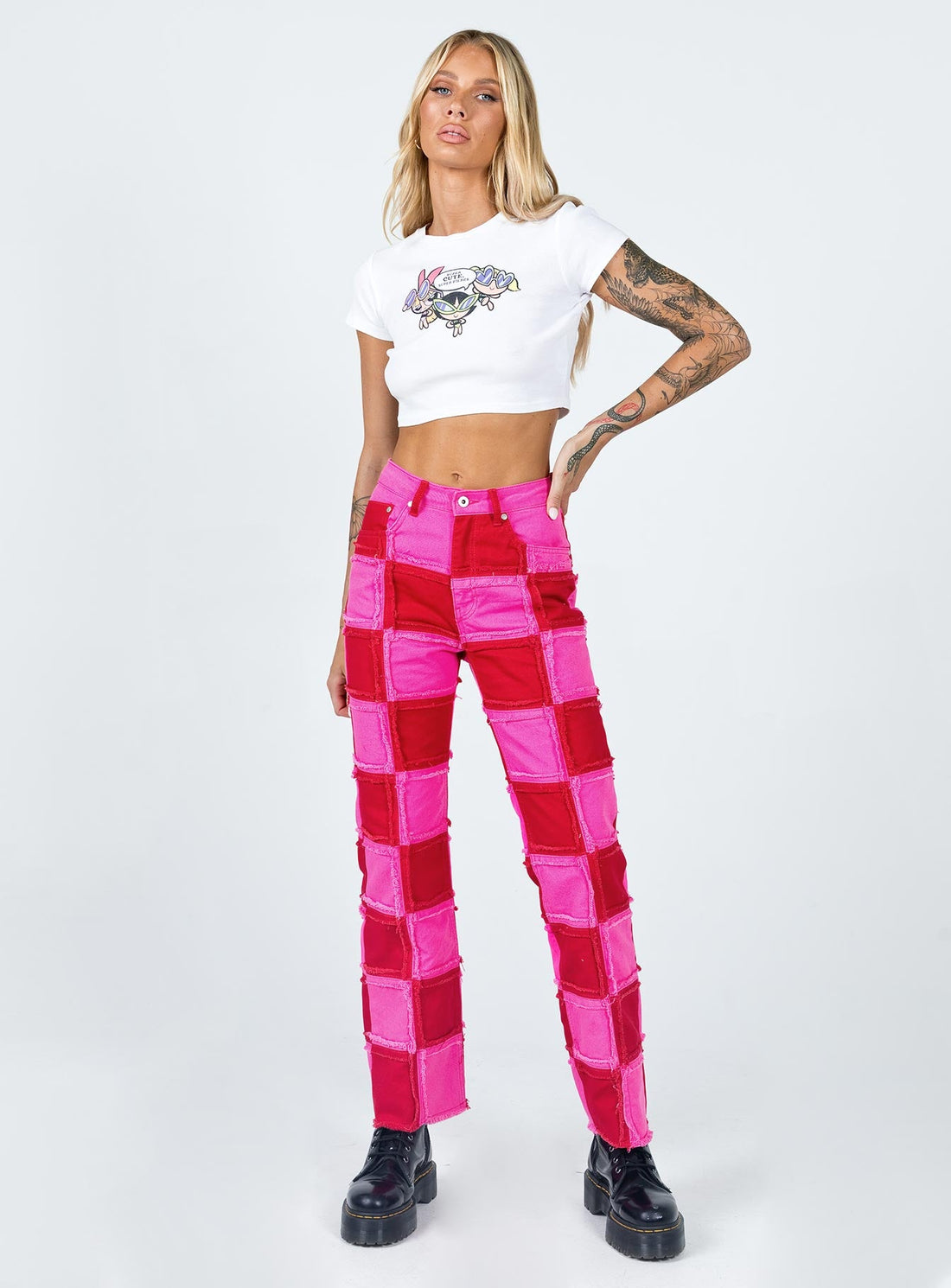 The Ragged Priest Muse Denim Jeans Pink & Red