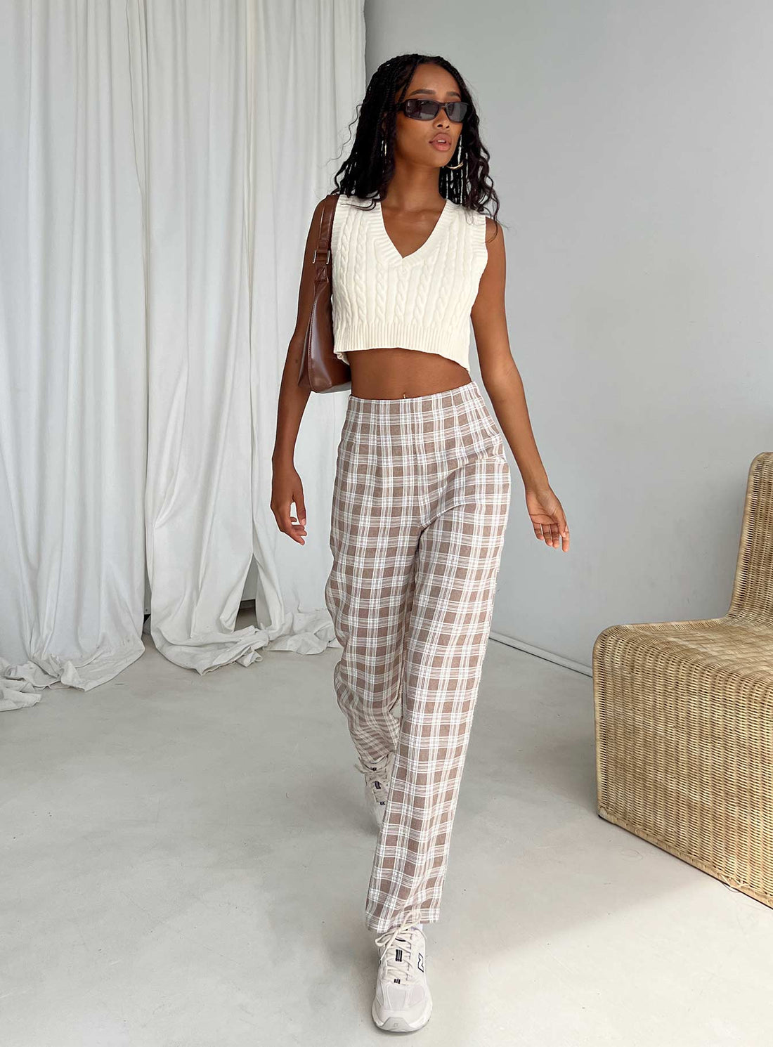 Caronia Check Pants Beige