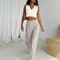 Caronia Check Pants Beige