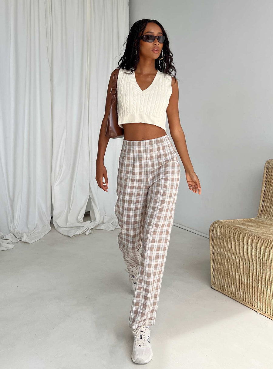 Caronia Check Pants Beige
