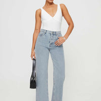 Fawcett High Rise Straight Leg Jeans Light Blue Wash Denim Tall