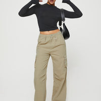 Paige Mid Rise Cargo Jean Sage