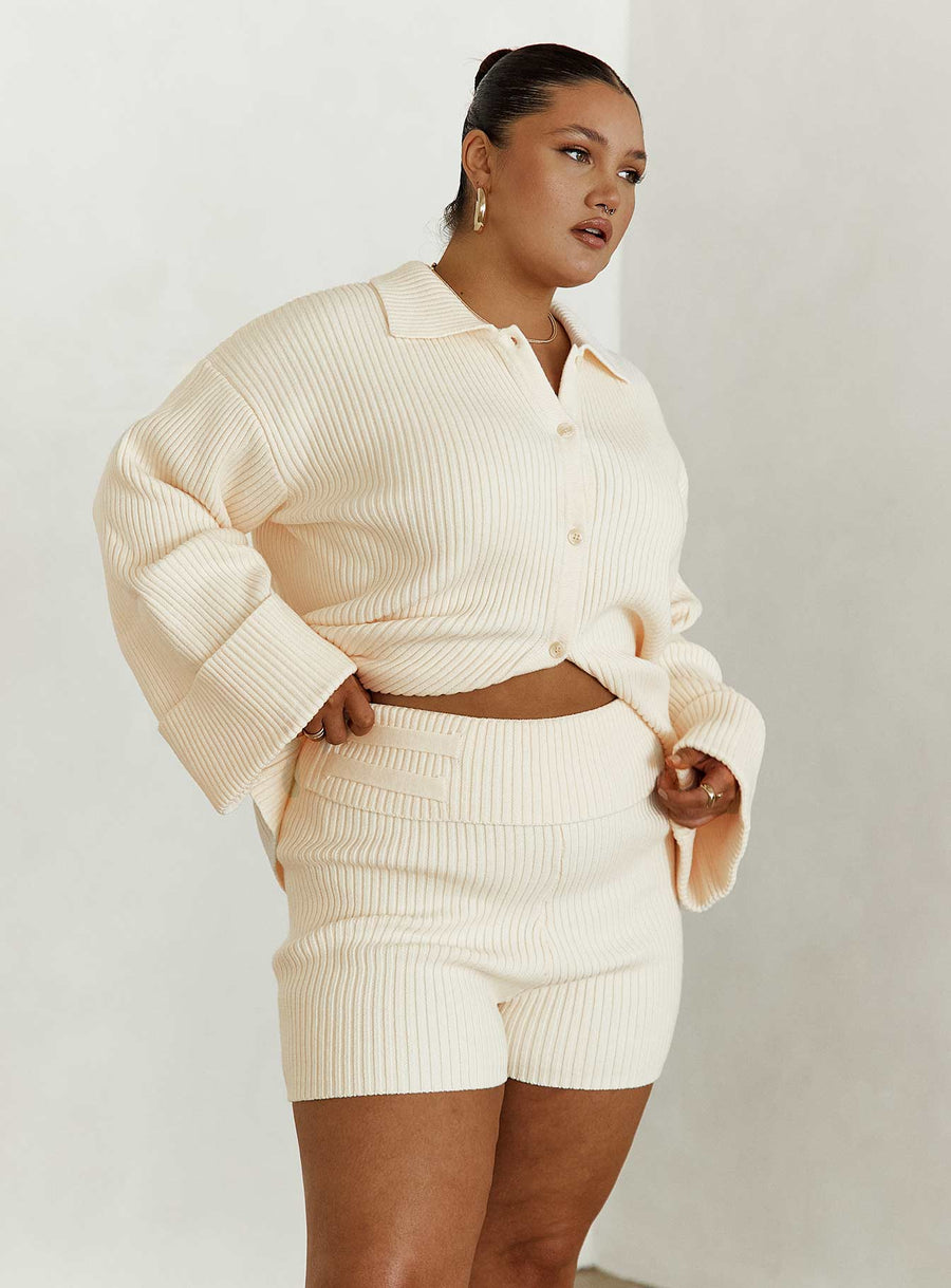 Jadri Knit Shorts Cream Curve