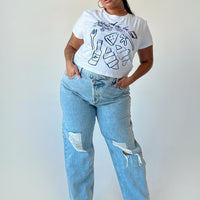 Holly Asymmetric Ripped Leg Jeans Curve