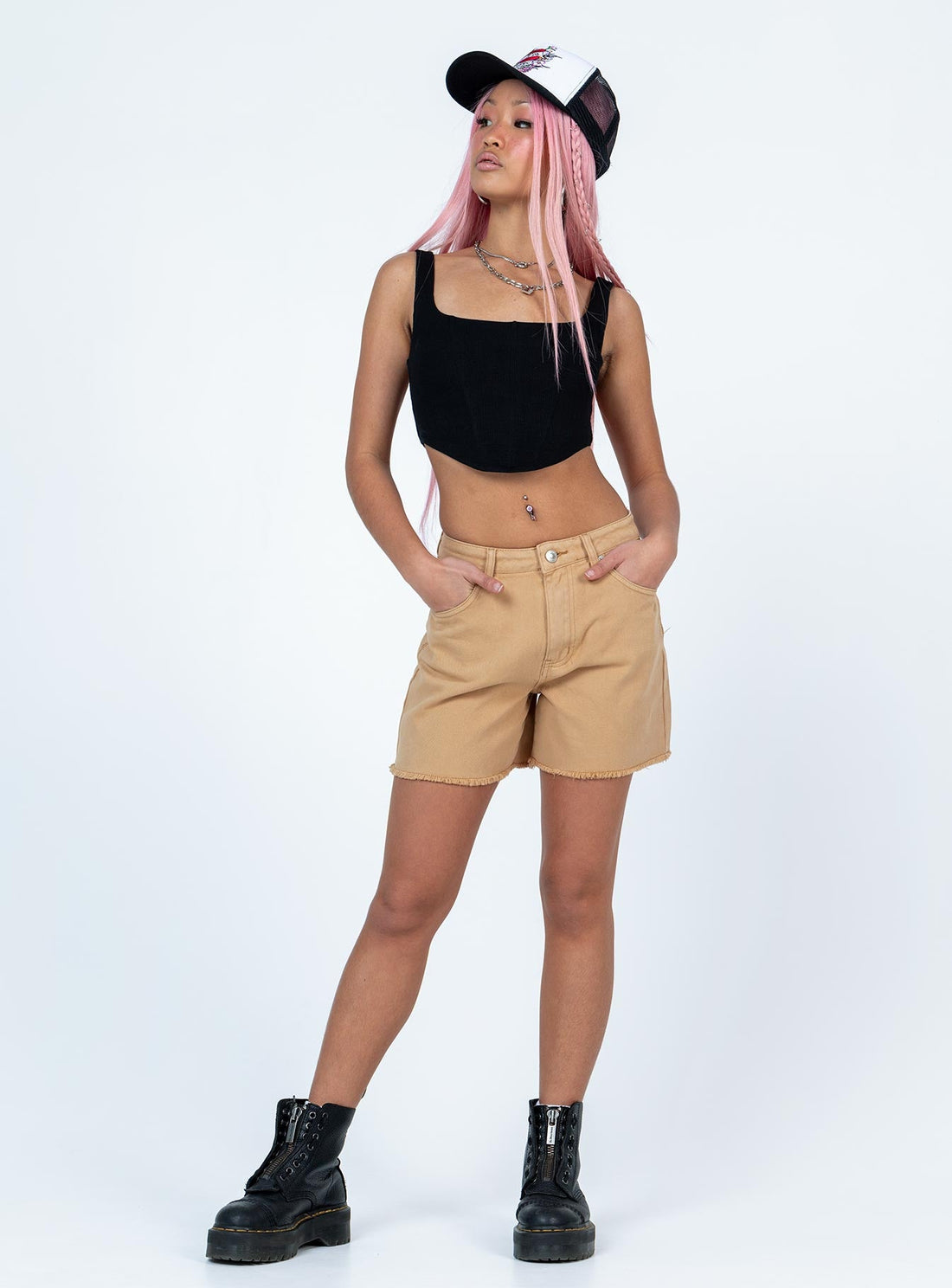 Caral Denim Shorts Tan