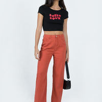 Kalinda Denim Jeans Red