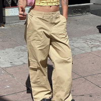 Luna Mid Rise Cargo Pants Beige