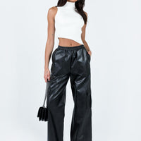 Lista Faux Leather Elastic Pocket Pants Black