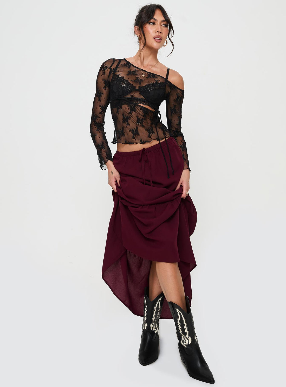 Whole Again Maxi Skirt Burgundy