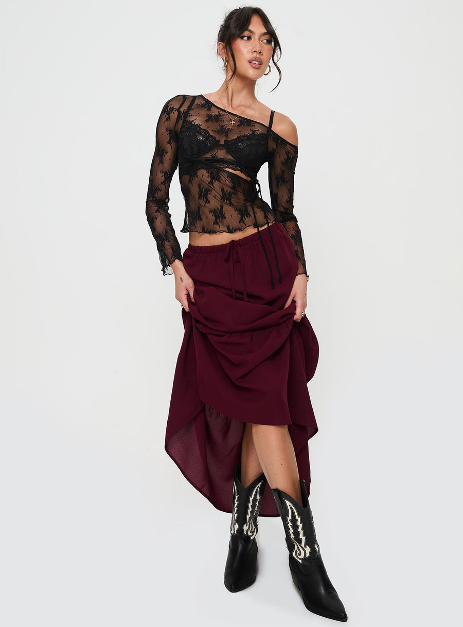 Whole Again Maxi Skirt Burgundy