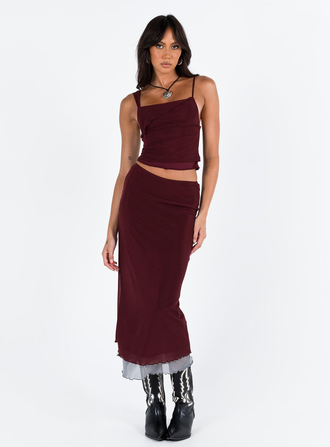 Motel Tresha Skirt Mesh Burgundy 199