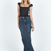 Orillia Denim Midi Skirt Dark Wash