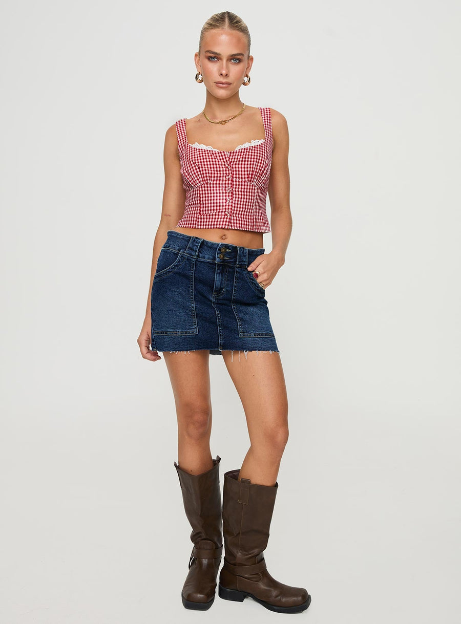 Reel It In Denim Mini Skirt Dark Wash
