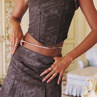 Romantic Pleat Mini Skirt Brown