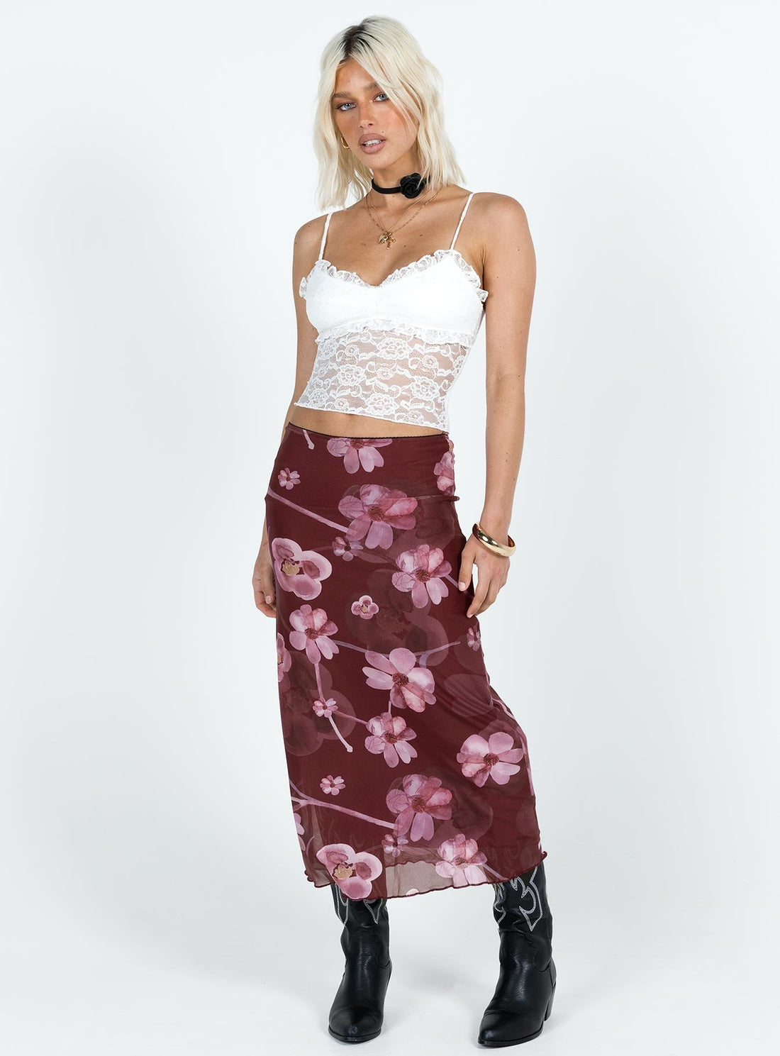 Lassie Midi Skirt Purple Floral