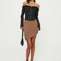 Bronwen Asymmetrical Mini Skirt Brown