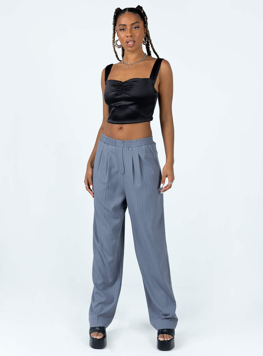 Agyness Pant Slate Pinstripe