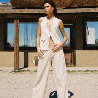 Kiaan Low Rise Wide Leg Pants Cream