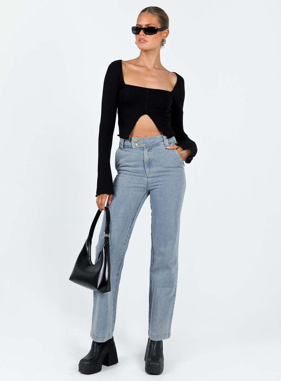 Ikena Straight Leg Jeans Light Wash Denim