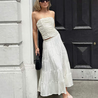 Keira Tiered Maxi Skirt Porcelain