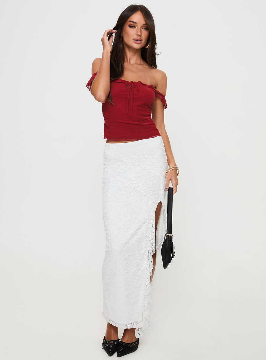 Patisserie Lace Maxi Skirt White