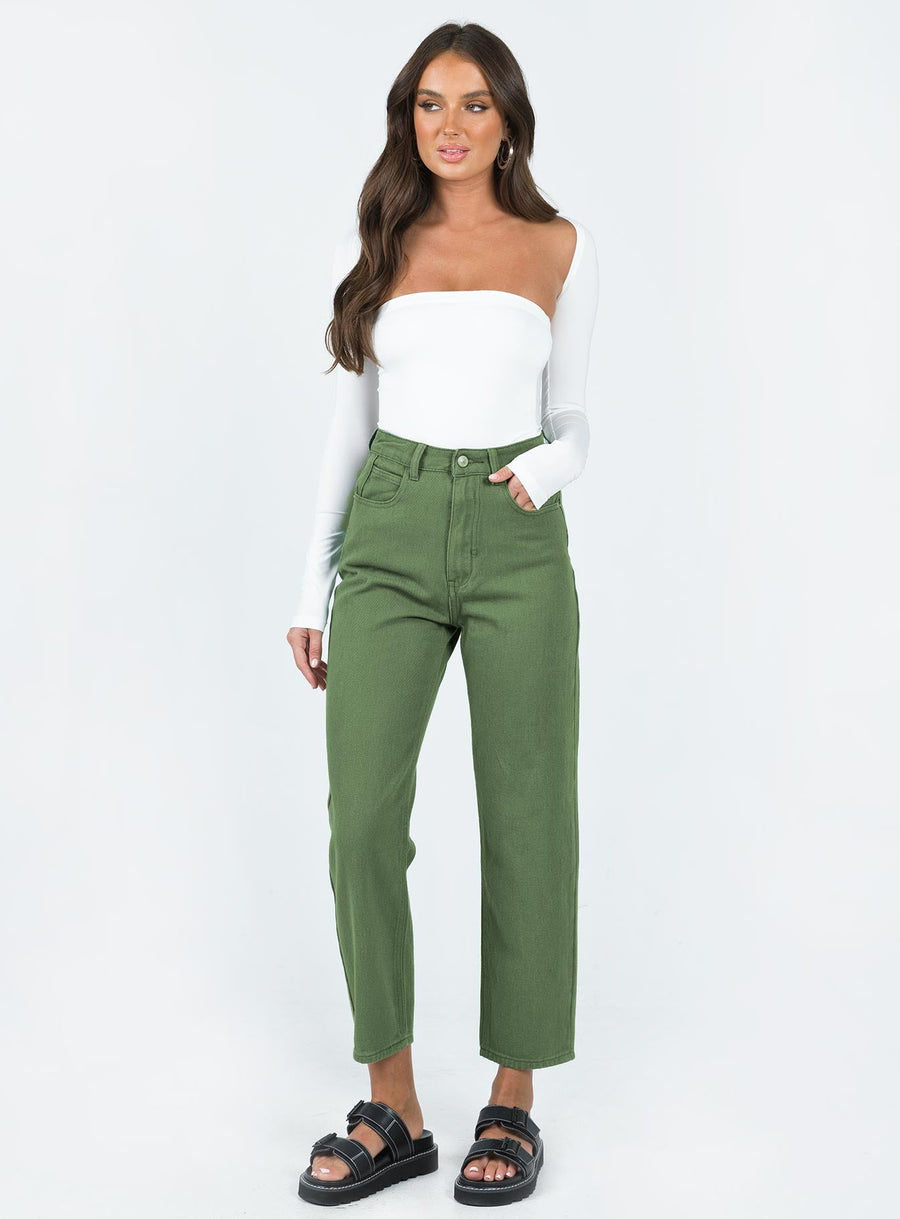 Leta Straight Leg Denim Jeans Khaki