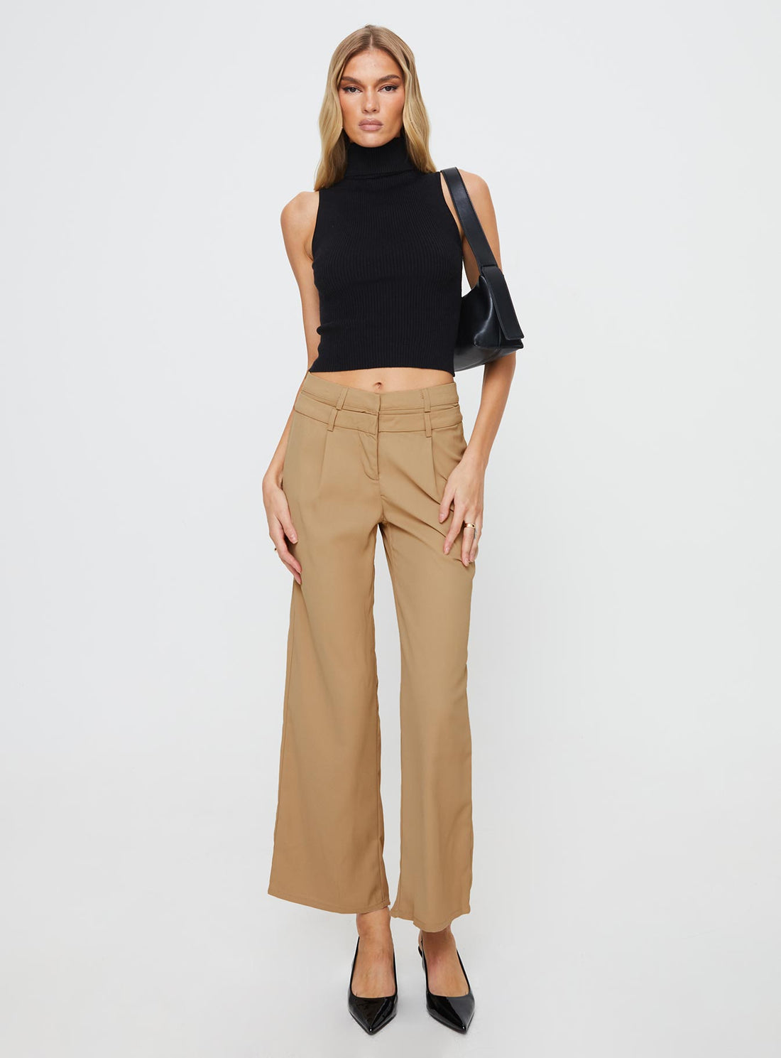 Paulino Double Waistband Pants Beige