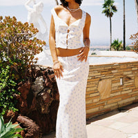 Cheshire Floral Maxi Skirt White / Blue