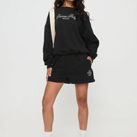 Princess Polly Track Shorts Cursive Text Black Sand