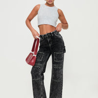 Malachie High Rise Jeans Black Acid Wash