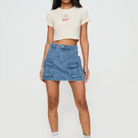 Chillders Denim Mini Skirt Mid Wash Petite