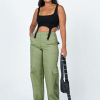 Luna Mid Rise Cargo Pants Green