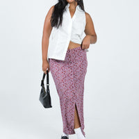 Motel Relow Skirt 90S Floral Burgundy