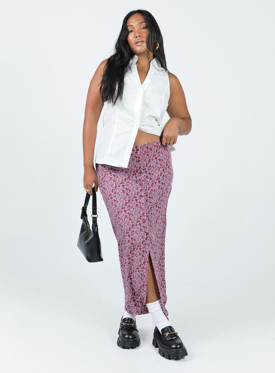 Motel Relow Skirt 90S Floral Burgundy