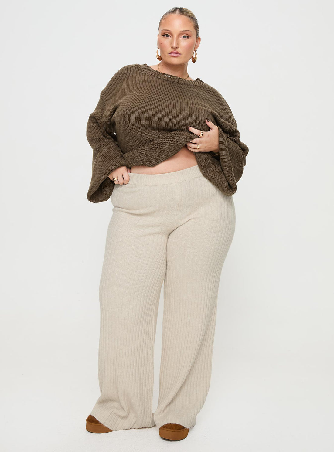 Montana Knit Pants Cream Curve