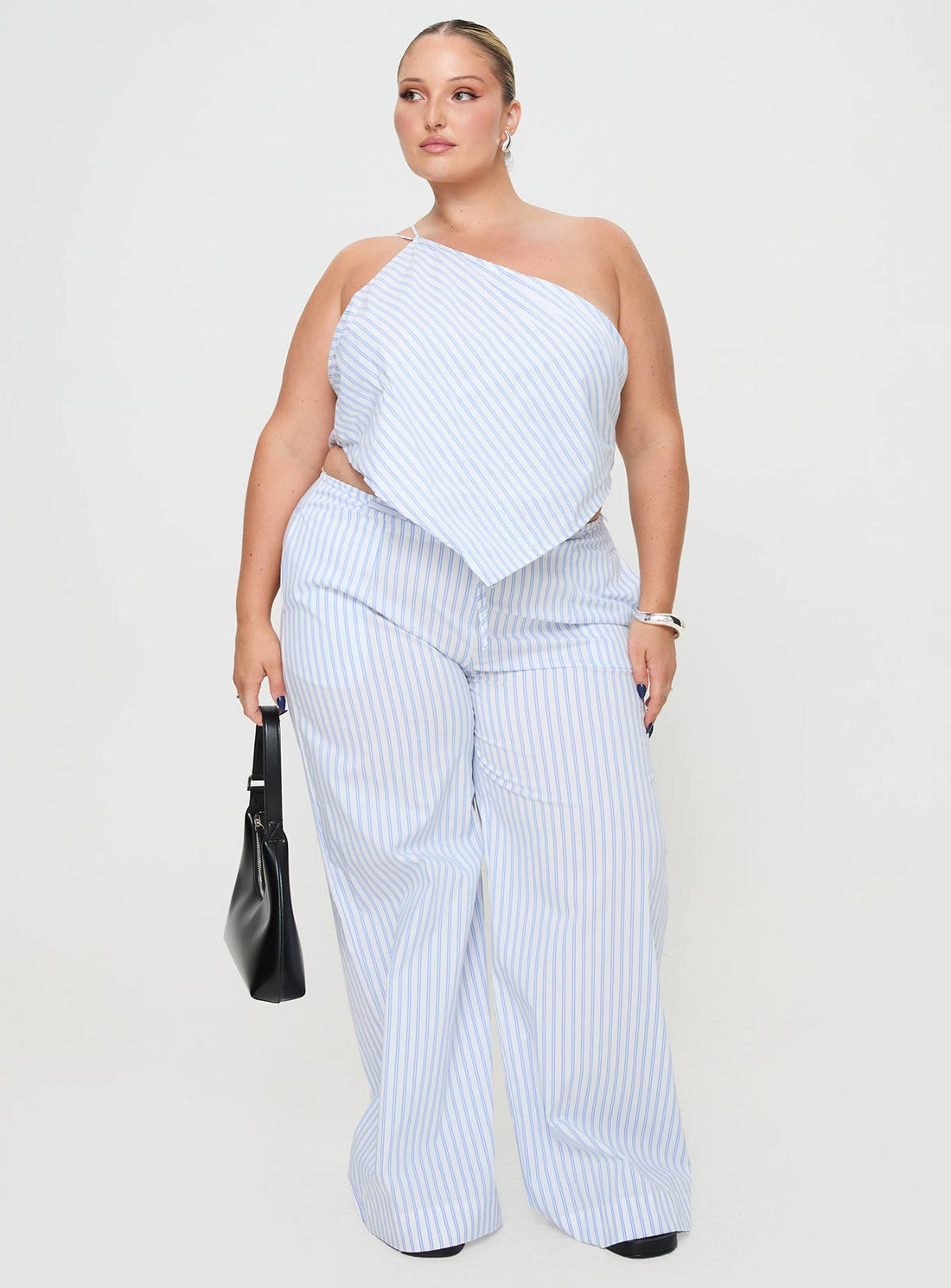 Collied Low Rise Pants Blue / White Stripe Curve