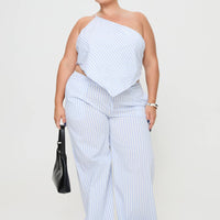 Collied Low Rise Pants Blue / White Stripe Curve