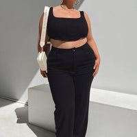 Brenda Linen Blend Pants Black Curve