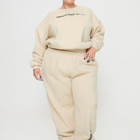 Princess Polly Track Pants Block / Cursive Text Stone Curve