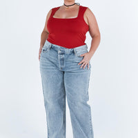 Holly Asymmetric Straight Leg Jean Light Wash Denim Curve