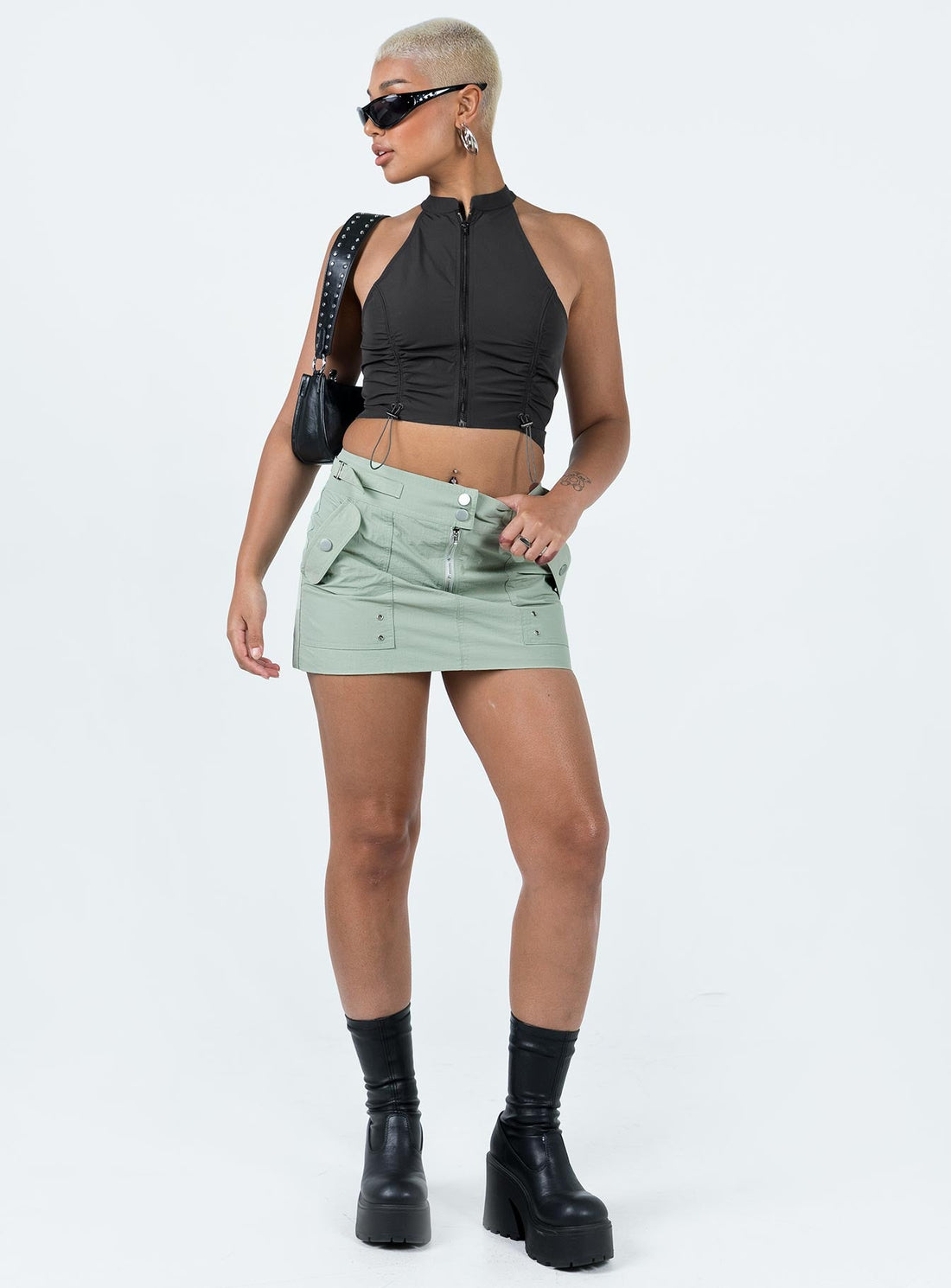 Knightley Cargo Mini Skirt Khaki