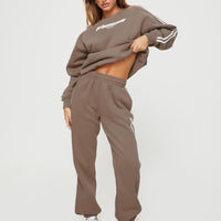 Princess Polly Track Pants Stripe Taupe / White