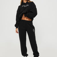 Princess Polly Track Pants Script Black / Ivory