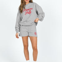 Princess Polly Track Shorts Cursive Text Grey Marle / Red
