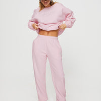 Princess Polly Track Pants Script Baby Pink / Grey