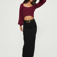 Markanna Denim Midi Skirt Black